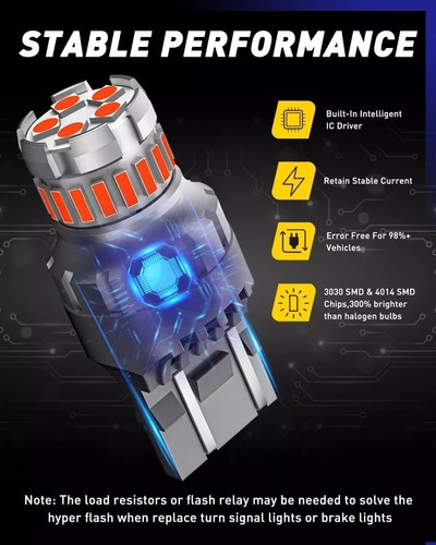 7440 7443 LED Strobe Brake Light Bulb Red, 2800LM Flashing Strobe Blinking LED T - Picture 4 of 8