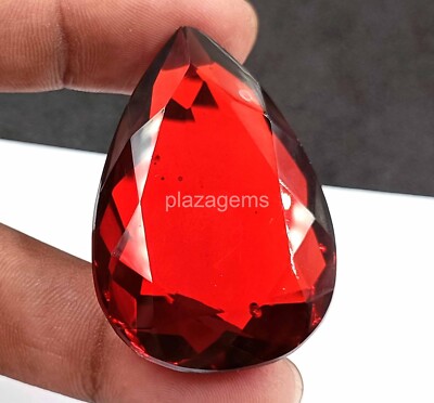 Lab Grown Certified 110 Ct Transparent Red Topaz Pear Cut Loose Gemstone 4AUO