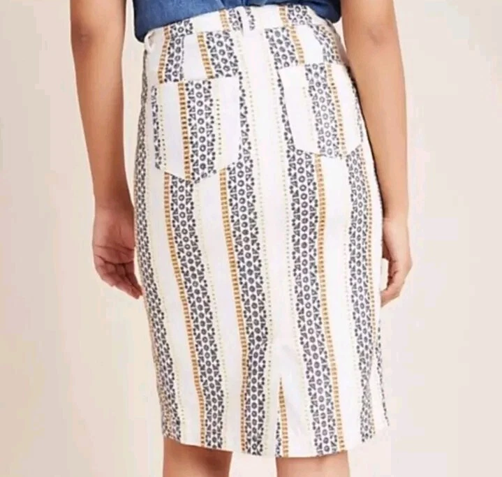 Falda lápiz Anthropologie para mujer 0 Quincy bordada ojales bohemia Foto 2 de 4