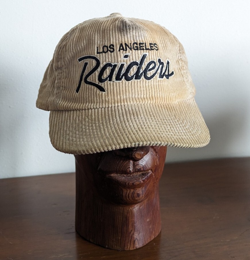 Vtg Rare 90s Raiders Hat Sports Specialties Script Corduroy Vtg Rare 90s Raiders Hat Sports Specialties Script Corduroy