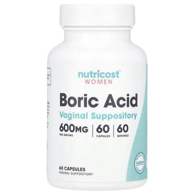 Nutricost, Borsäure, Vaginalzäpfchen, 600 mg, 60 Kapseln *GRÖSSERE GRÖSSE*