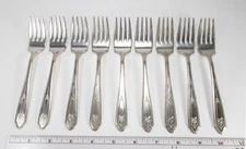 Antique 1935 9pc N.S.CO. National Silver Co. Martinique Silverplate Salad Forks