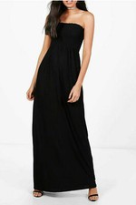 Womens Strapless Maxi Dress Ladies Sheering Boob tube Bandeau Long Lot Size 8-22