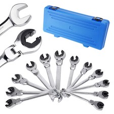 12PCS 8-19mm Metric Open Flex-Head Ratcheting Wrench Metric Spanner w/ 72 Teeth