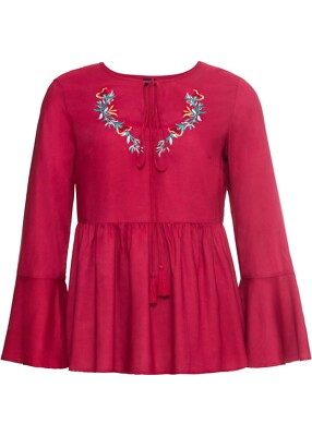 TRAUMHAFTE TUNIKA IM LUFTIGEN BOHO-CHIC IN ABENDROT GR.48 NEU A-6334