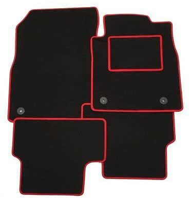 TAILORED FOR MAZDA 2 (2015-2024) - CARPET INTERIOR FLOOR BLACK CAR MATS RED TRIM