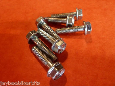 JAYBEEBIKERBITS HEX FLANGE BOLT M6 X 25 SET SCREW BAG of 50 NEW BRIGHT ZINC PLATED HONDA 6MM