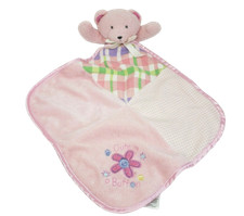 BABY ESSENTIALS PINK TEDDY BEAR CUTE AS A BUTTON SECURITY BLANKET STUFFED PLUSH