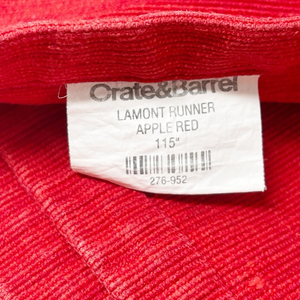 CRATE & BARREL Apple Red Textured 100% Cotton LAMONT Table Runner 115” X 13” - Image 3 of 4