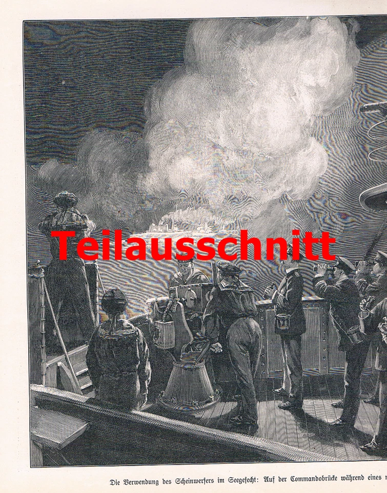 063 F. Lindner Seegefecht Torpedoangriff Kriegsschiff Großbild 38x27 cm 1900 - Bild 3 von 4