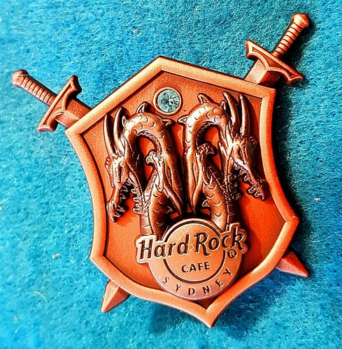 SYDNEY AUSTRALIA DRAGON SHIELD SERIES 2019 SWORD JEWEL Hard Rock Cafe PIN CARD - Picture 2 of 2