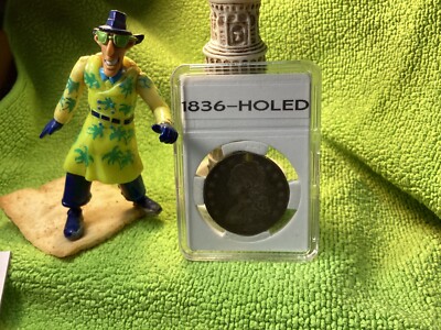 1836 CAPPED BUST HALF   HOLED AT 12 O CLOCK  SCRATCHES LETTERED EDGE