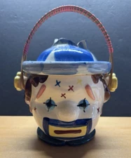 Lipper & Mann Vintage Ceramic Hobo Clown Cookie Biscuit Jar  Free Shipping