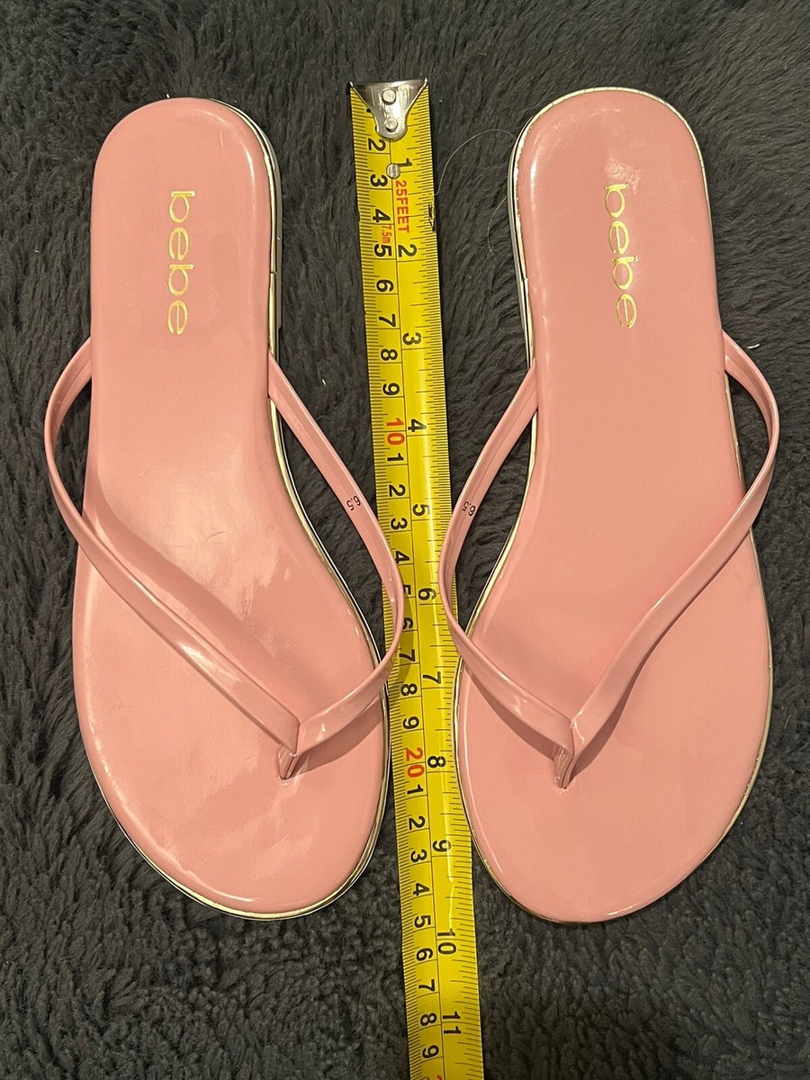 BEBE Ilistra Thong Sandals Pink Flip Flops Women's Size 6.5 Patent