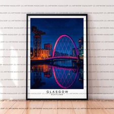 Glasgow Scotland Unframed Art Illustration City Landmark Glasgow Print Poster
