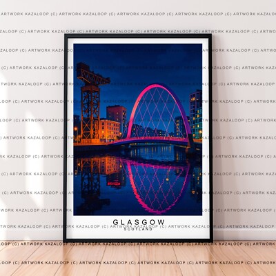 Glasgow Schottland ungerahmte Kunst Illustration Stadt Wahrzeichen Glasgow Druck Poster