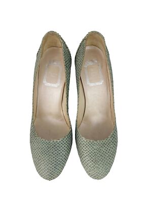 Christian Dior Shoes Size 38 US 7.5 Green Snakeskin Twist Round