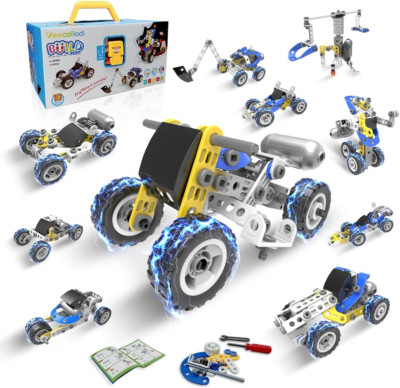 STEM Toys for 5 6 7 8+ Year Old Boy, 10 in 1 Electric Building Toys for Kids ...