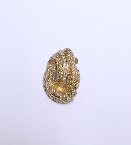 Vintage Christian Dior Goldfarben Strass Clip Einzel Ohrring - Bild 3 von 4