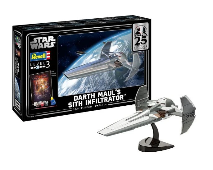 KIT MODELLINO SPAZIALE REVELL GIFT SET EPISODE 1 25° DARTH MAUL'S SITH 1/120 - Immagine 2 di 4