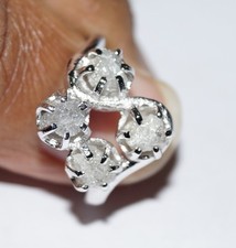 1.35 CT NATURAL GRAY WHITE ROUGH UNCUT RAW DIAMOND 925 SILVER WEDDING RING N R