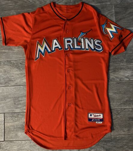 Auténtica camiseta de los Miami Marlins Majestic 40 naranja Florida para hombre Florida HECHA EN EE. UU. - Imagen 1 de 7