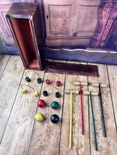 Vintage Table Top Croquet Set in Box for 4