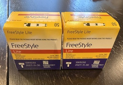 Freestyle Glucose Blood Test Strips 2 X 50 Count. 100 Total.  Exp 11/27