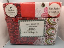 NEW Bamboo Collection Floral 6 Piece Sheet Set - KING