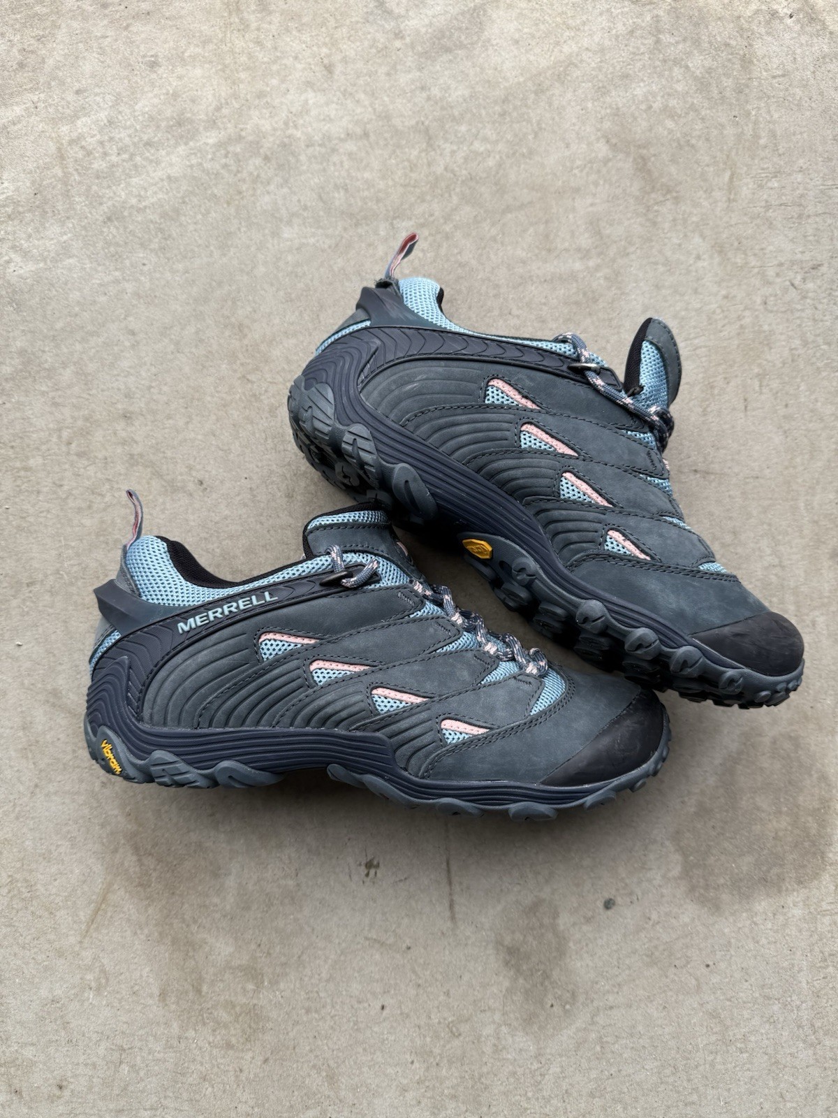 Scarpe da trekking Merrell Ridgepass donna taglia 9 5 granito guscio d'uovo blu outdoor