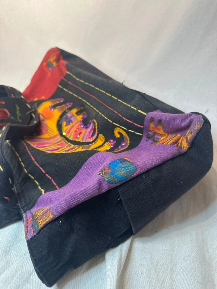 Laurel Burch 猫印花托特包带拉链上衣和内部口袋吊饰 — 第 3/4 张图片