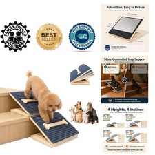Sturdy Foldable Dog Ramp with Bone-Shaped Safety Strip - 2-Pack for Easy Steps