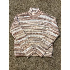NWT St.John's Bay Neutral Spacedye Textured Mock Neck Sweater Womens Size Medium