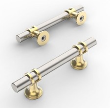 10 Pack Brushed Satin Nickel and Gold Cabinet Pulls 3 Inch 76MM Hole Centers...