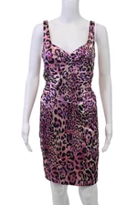 David Meister Womens Animal Print Sleeveless V-Neck Mini Dress Purple Size 8