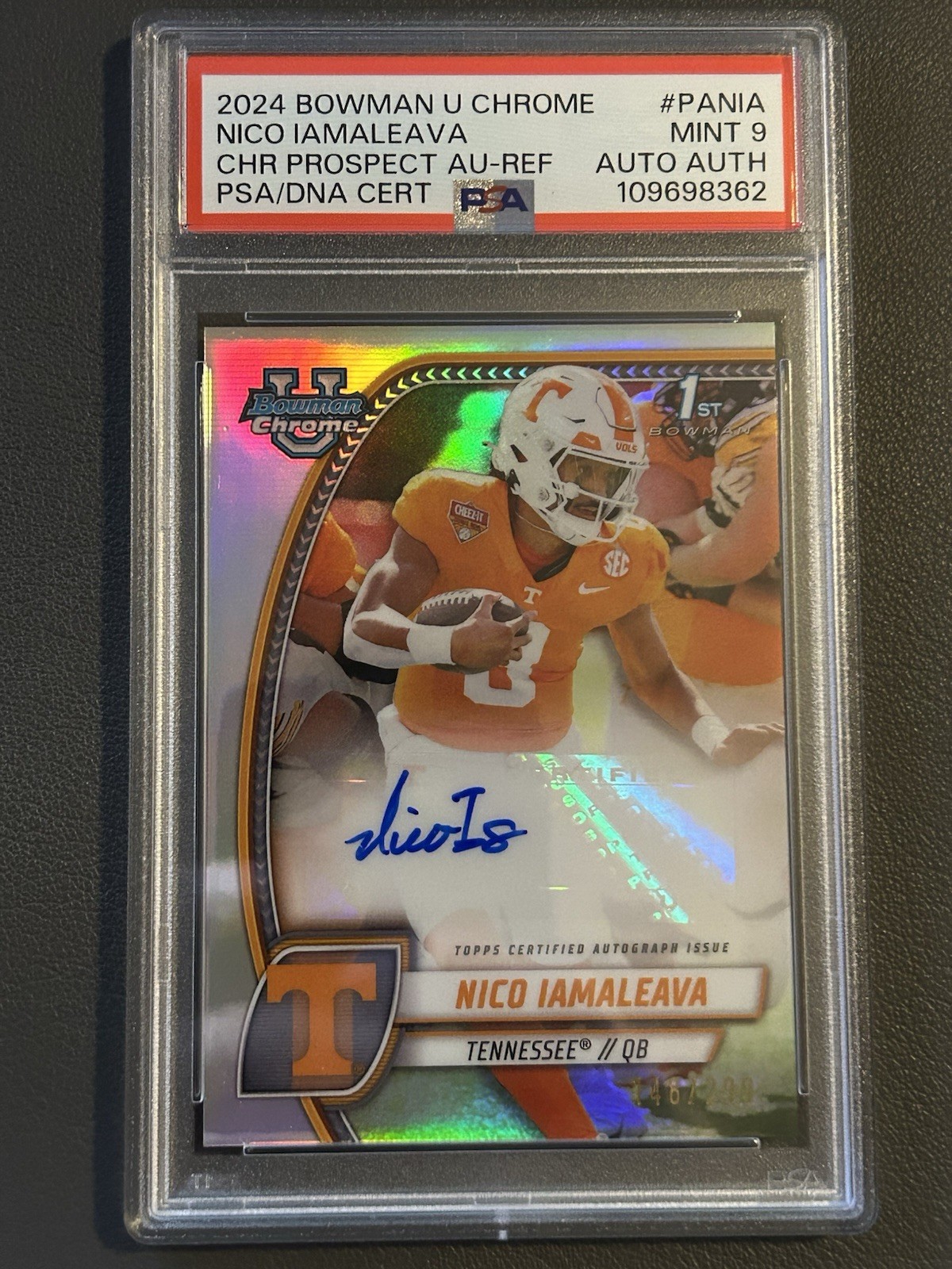 Nico Iamaleava 2024 Bowman U Chrome 1st Refractor /299 - PSA 9 Auth Auto