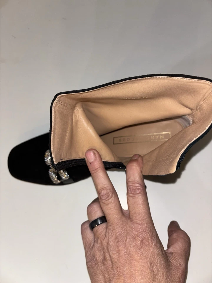 MARC JACOBS BLACK WOMENS REMI CHAIN LINK ANKLE BOOT 41 - Immagine 3 di 4