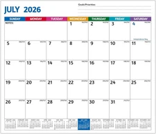 2026 Magnetic Calendar for Refrigerator - 19 Months, Large Blocks, To-Do Lists