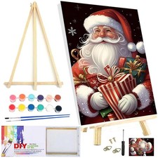 Framed Paint by Numbers with Wooden Easel 9x12 Inch DIY Canvas Art Kit 1PK 1