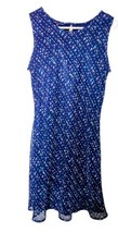 Vintage 90s Super Jeans Navy Blue Floral Lined Dress Size Small
