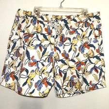 J Crew Floral Printed Stretch Swim Trunks Elastic Waist Mesh Lining 6" Inseam