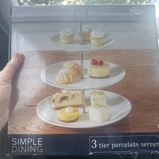  White Porcelain 3-Tier Server by Simple dining new in Box