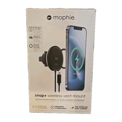 mophie Snap+ 15W MagSafe Wireless Car Charger Vent Mount Black for iPhone 12-16