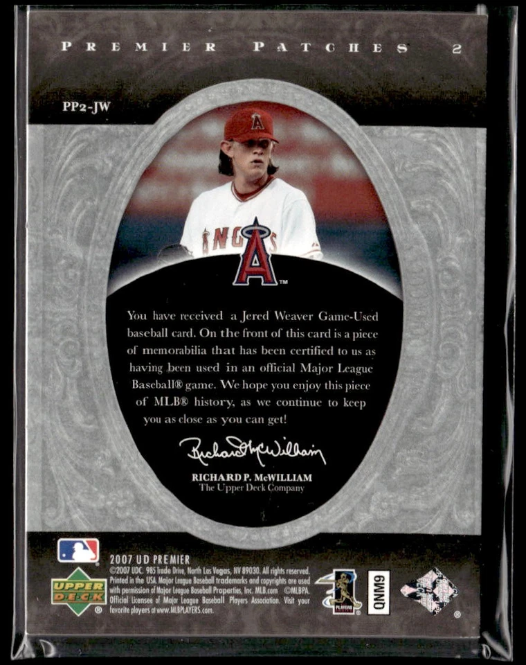Upper Deck Premier 2007 #PP2-JW Jered Weaver parches 2 (dobles) SN, MEM 3501B Foto 2 de 2