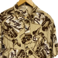 Vintage 80's Panama Jack Hawaiian Mens L Button Up Buried Treasure Rum Graphic