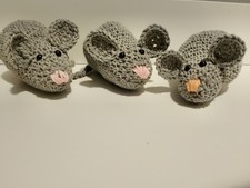 Deko Kuscheltier Maus Handarbeit Gehäkelt Grau Neu!!!