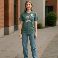 C&C California Sunwashed Tee XL Green Palm Tree “Let’s Go Coconuts” NWT Cotton