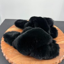 Lauren Conrad Faux Fur Slide Slippers Size Large 8-9 Black