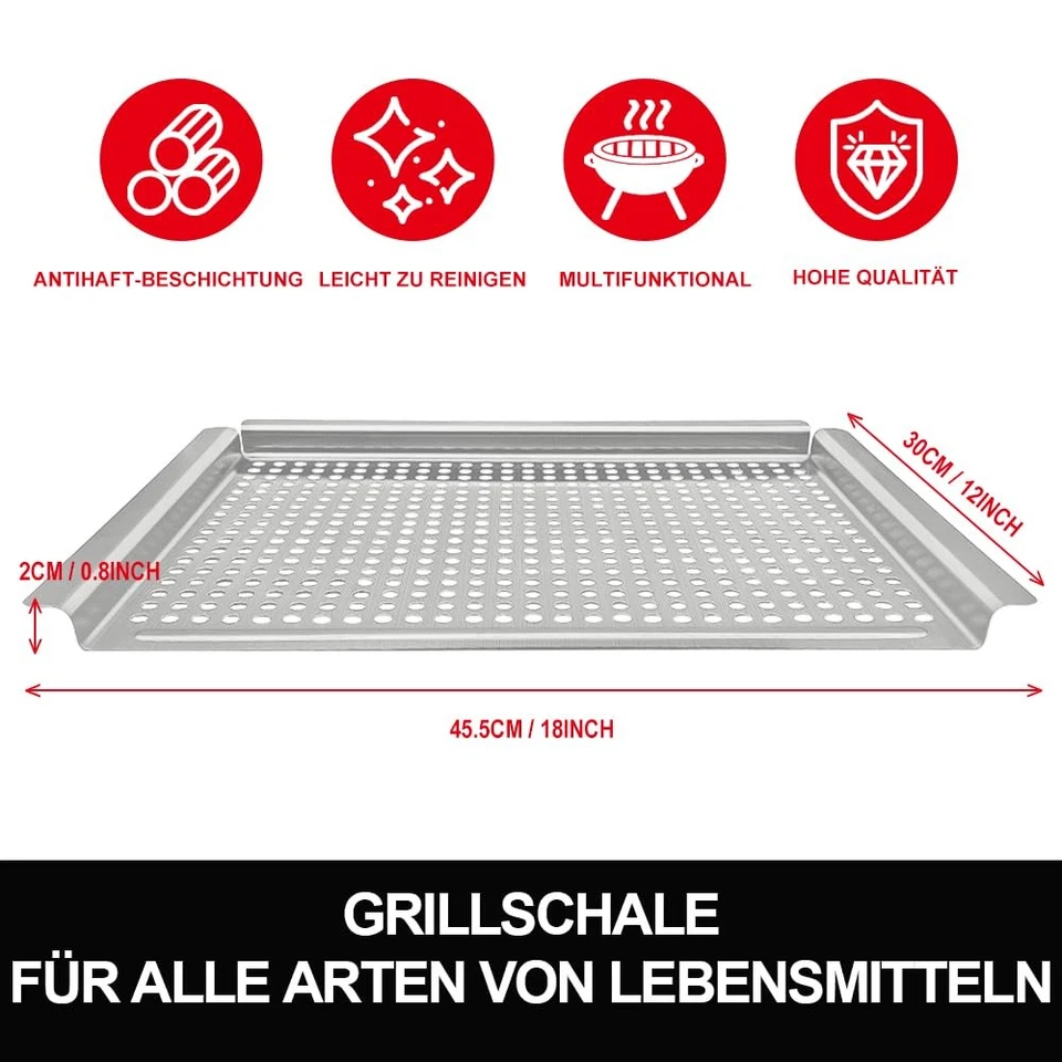 Grillkorb, Grillschale mit gelochtem Boden zum Grillen von Gemüse und Fleisch... - Bild 3 von 4