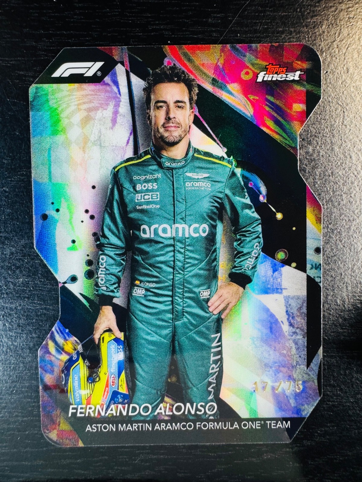 2024 Fernando Alonso Uncommon Die-Cut Refractor 17/75 Topps Finest #197 F1
